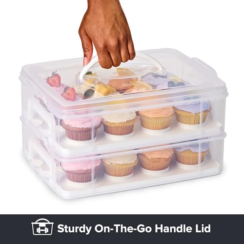Snapware (2-Layer, 24 Cupcakes Plastic Detachable Cupcake Carrier Storage Container With Lid and Handle, Freezer Dishwasher Microwave Safe - size: 14.25" L x 10.5" W