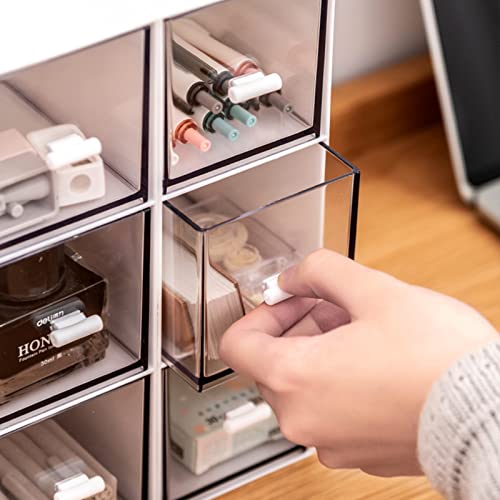 Desk Drawer Organizer, Stackable Storage Drawers, Plastic Compact Desk Storage Box Great for Office School Home Small Space - Large 3 Drawers (White) - size: 9*6.5*3inch - 3 Compartment