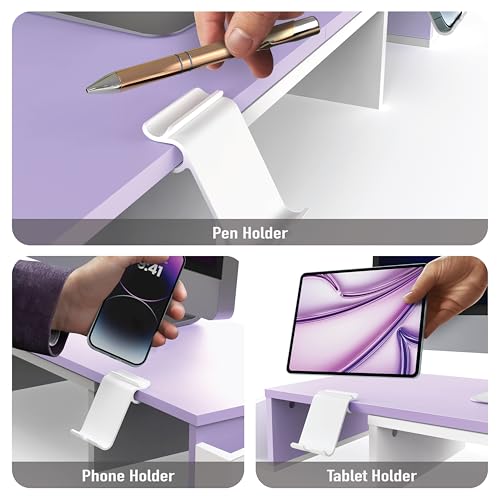 Simple Houseware Desk Dual Monitor Stand Riser with Drawer, Purple - color: Purple
