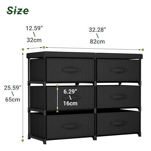 GcdPai Dresser with 6 Fabric Drawer Stand Desktop Sturdy Metal Plastic Support Tube Cube Storage Cabinet for Bedroom Organization Dorm Front Hall Entryway