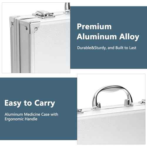 Aluminum Tool Box Portable, Lockable Handle Portable Medicine Chest Organizer Aluminum Briefcases for Men