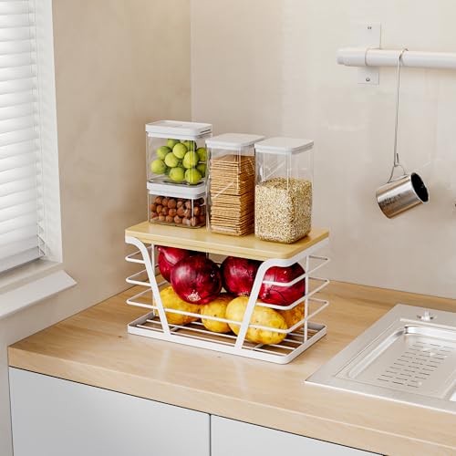 TIDIIABODE Small Grocery Bag Holder, Trash Bag Dispenser with Removable Bamboo Top, No Drill,White - color: 1-Pack-S-White