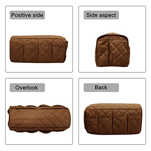 Armchair Caddy,Non Slip Sofa Armrest Organizer, Couch Armrest Remote Control Holder,Waterproof Recliner Arm Caddy with 14 Pockets for Cell Phone TV Remote Control - color: Brown