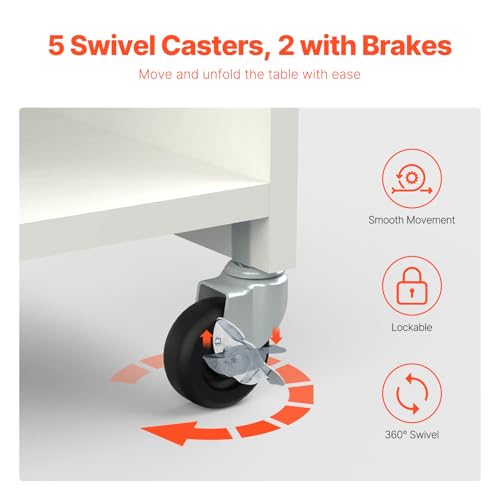 VEVOR Folding Sewing Table, Multipurpose Sewing Machine Table with Compact Design, Wheels, Shelves, Storage Trays, Wooden Pegs, and Magnetic Doors, Sewing Desk Cabinet for Sewing Machine, White - size: White w/o Cabinet