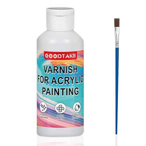 GOODTAKE Varnish for Acrylic Painting, Polycrylic Clear Gloss, Gloss Varnish for Clay, Acrylic, Paint, Diamond Painting, Wood - Non-Yellowing, Non-Toxic, Polyurethane Clear Gloss (2 Ounces)