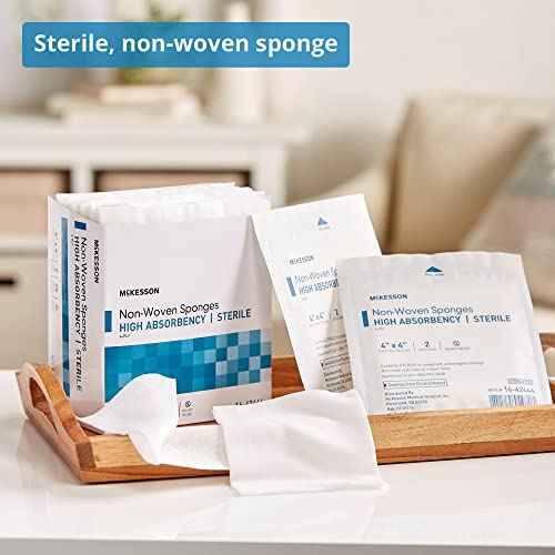 McKesson Non-Woven Sponges, Sterile, 4-Ply, High Absorbency, Polyester/Rayon (4 X 4 Inch (1200 Count))