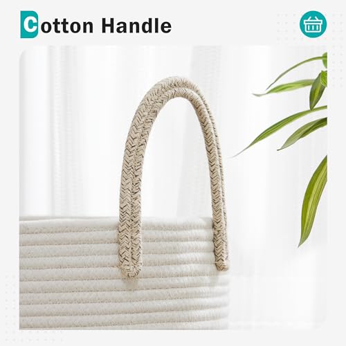 Cotton Rope Laundry Basket by YOUDENOVA, 58L Woven Collapsible Laundry Hamper, Clothes Hamper with Reinforced Handles in the Laundry Room, Bedroom, Bathroom, Brown - color: Brown, size: 58L