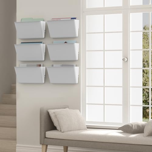 Gawerk Clear Acrylic Single Pocket, Plastic Hanging Wall Mount File Holder for Office Home (White, 8 Pack) - color: White, size: 8 Pack