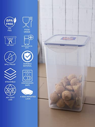 LOCK & LOCK Easy Essentials Food lids/Pantry Storage/Airtight containers, BPA Free, Square-16.9 Cup-for Chips, Clear (Pack of 3) - size: 16.9 Cup (Pack of 3)