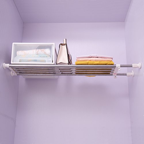 Hershii Expandable Closet Tension Shelf Rod Adjustable Storage Rack Heavy Duty DIY Organizer Divider for Wardrobe Cupboard Kitchen Bathroom - size: 50-80cm/19.68-31.49inches