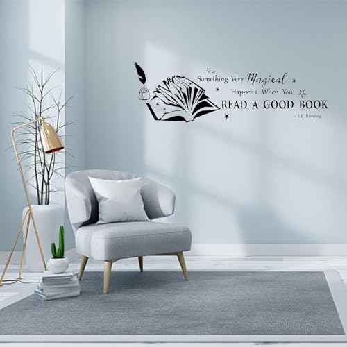PLIGREAT Read Books Inspirational Quotes Wall Stickers, Removable Vinyl Peel and Stick Wall Decals for Nursery School Library Study Reading Room Wall Deocrations Home Office Indoor DIY Wall Art Decor