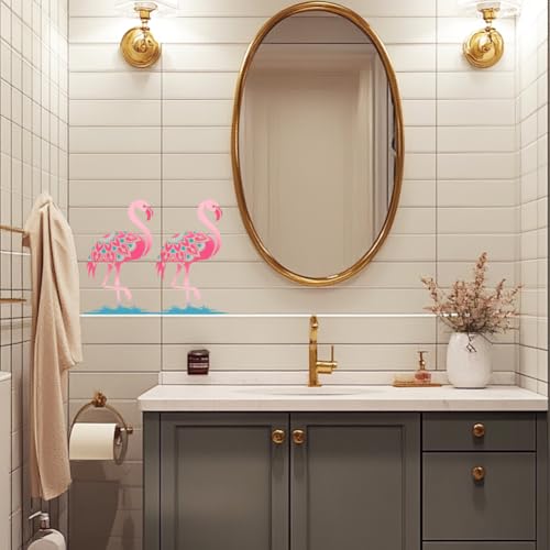 Flamingo Deco Wall Stencil Template 11.7 x 8.3 Inch Reusable Bird Stencil for Painting on Wood Wall Floor Fabric Furniture, Flamingo DIY Home Decor Craft Stencil