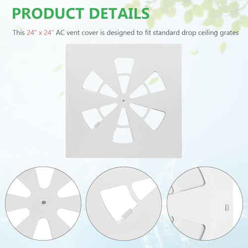 (1 Pack)-24" x 24" Adjustable Office Vent Cover - Durable,For Flat Office Ceiling Vents Ceiling Air Deflector for Conditioner or Heat Air Deflector Magnetic Size approximately: 24.75X24.75IN