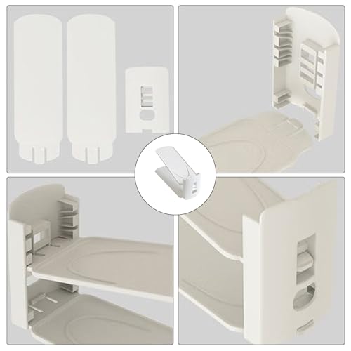 Shoe Slots Organizer, Adjustable Shoe Stacker Space Saver, 3Levels Adjustable - color: White
