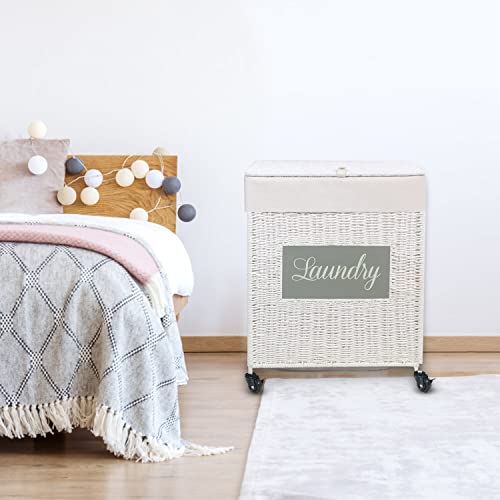 Mxfurhawa Laundry Basket, Heavy Duty Cotton Liner Laundry Storage Hamper with Handles, Collapsible Clothes Wire Basket Organizer Laundry Bag (89WE-H) - color: 89WE-H