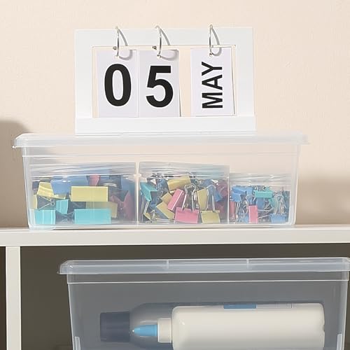 novelinks 6 Qt Storage Box Clear Plastic Stackable Bin with Lids Storage Latch Box Organizing Container,12 Pack Transparent