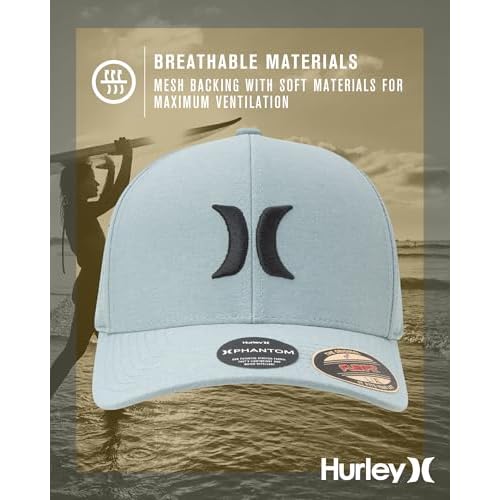 Hurley Men's Caps - Flexfit and Quick-Dry Phantom Curved Baseball Caps for Men - Classic Mens Trucker Hats (S-XL)