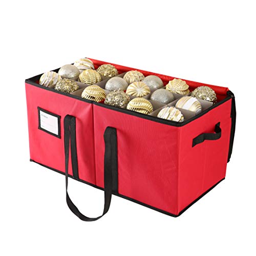 Sattiyrch Christmas Ornament Storage Box,Box Contributes Slots for 54 Holiday Ornaments 4 Inches - size: 54 pcs-4in without Trays