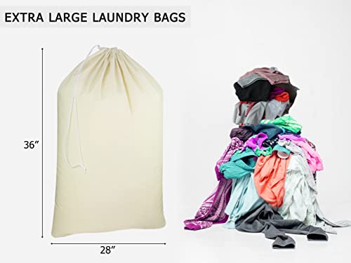 COTTON CRAFT Extra Large Laundry Bags -4 Pack Heavy Duty Durable Cotton Canvas Drawstring Closure Washable Laundry Bag - Back to School Travel College Dorm Basket Liner Clothes Organizer - XL 28 x 36 - size: Laundry Bag / 4 Pack
