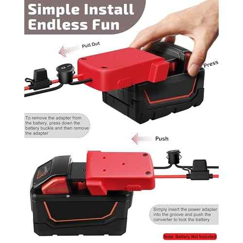 1-Pack 18V for Milwaukee M18 Battery Adapter for Power Wheels Battery Upgrade Conversion Kit with Switch Fuses Wire Connectors 12AWG Wire Power Tool Drill Battery Converter Adapter for DIY RC Car, Etc