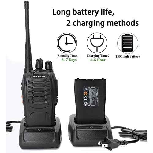 Baofeng Walkie Talkies for Adults Rechargeable bf-888s Two-Way Radios Long Range Interphone Handheld Communicator Professional UHF 8 Pack Walky Talky Set with Earpiece,Li-ion Battery and Charger