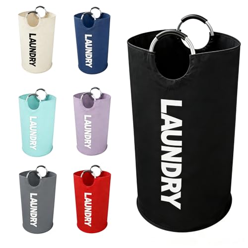 A large 90 liter laundry basket that can be folded for easy carrying. Suitable for bathrooms, laundry rooms, and travel (black) - color: black