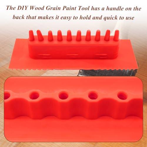 4 Piece Wood Grain Tool Wood Grain Tool Texture Pattern Wood Grain Painting Tool with Handle Rubber Wood Grain Roller Natural Woodgrain Maker for DIY Wall Room Art Decoration