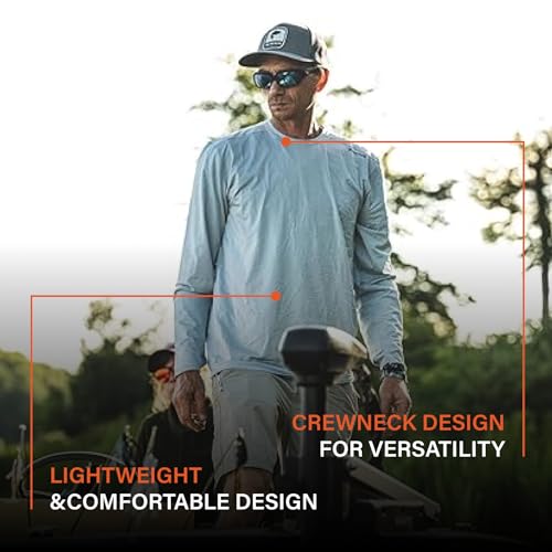 Simms SolarFlex Crewneck Long Sleeve Fishing Shirt for Men: UPF 50+ Sun Protection, Quick-Dry, Odor-Resistant (Sunrise/Sun Glow, X-Large)