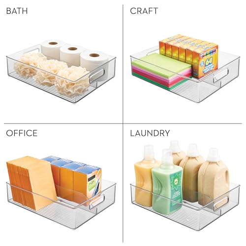 iDesign Divided Storage Bin with Handle for Pantry, Fridge, or Freezer, Clear, Made in USA - style: Pack of 1