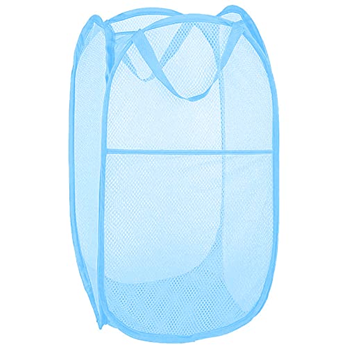 Larpur Pop up Laundry Hamper, Collapsible Laundry Basket, Portable Mesh Clothes Hamper for Home Room, College Dorm, Apartment, Foldable Hamper with Carry Handles, Sky Blue - color: Sky Blue