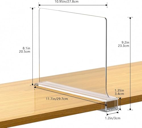 4 PCS Shelf Dividers for Closet Organization Acrylic Clear Closet Shelf Divider for Wooden Shelving Suitable for Wooden or Vertical Shelves Or Bedroom, Kitchen and Office - size: 4 pcs