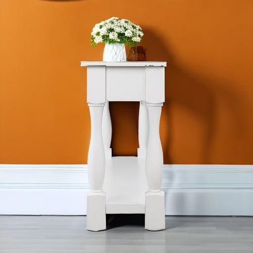 LKTART Solid Wood Console Table for Entryway,Long Sofa Table with 3 Drawers for Hallway,Foyer,Entry,Easy Assembled (63" Antique White)