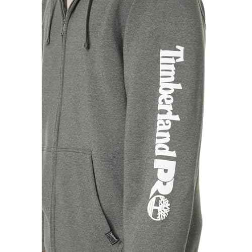 Timberland PRO Men's Hood Honcho Sport Full-Zip Hooded Sweatshirt, Dark Charcoal Heather/White, 3X-Large