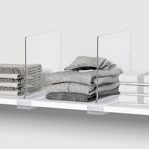 6 PCS Shelf Dividers for Closet Organization Acrylic Clear Closet Shelf Divider for Wooden Shelving Suitable for Wooden or Vertical Shelves Or Bedroom, Kitchen and Office - size: 6 pcs
