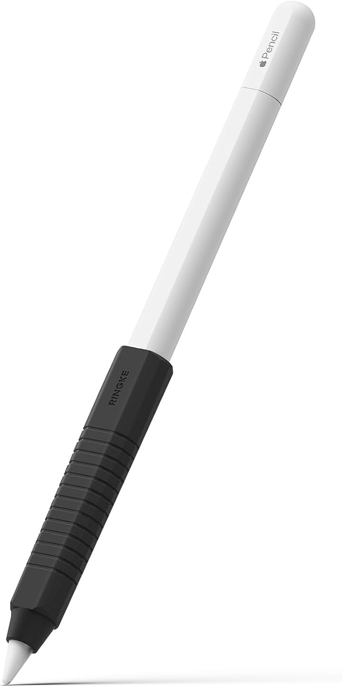 Ringke Silicone Drafting Grip Holder Compatible with Apple Pencil 2nd Generation, Apple Pencil USB-C and Apple Pencil Pro Case, Perfect Grip Silicone Protective Cover Sleeve Accessories - Black