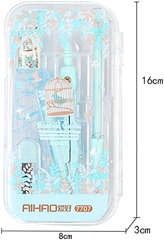 LABANCA 8 Pcs Compass Set with Protractor for Math Geometry Set Drawing Compass, Rulers, Pencil, Eraser Green