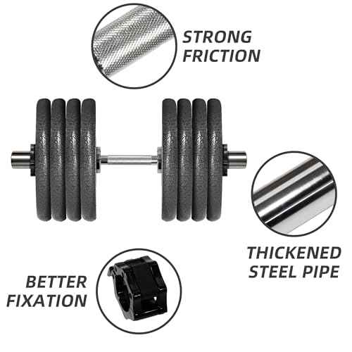 Fitvids Olympic Dumbbells Set & Dumbbells Bar, Loadable for 2-inch weight plates, Adjustable Weight for Strength Training and Fitness Exercises