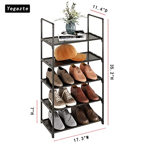 5-Tier Stackable Shoe Rack, Narrow Shoe Stand for 10-12 Pairs Shoe and Boots Organizer Storage Shelf Space Saving for Closet, Entryway and Hallway(Black) - size: 5-Tier(Black)