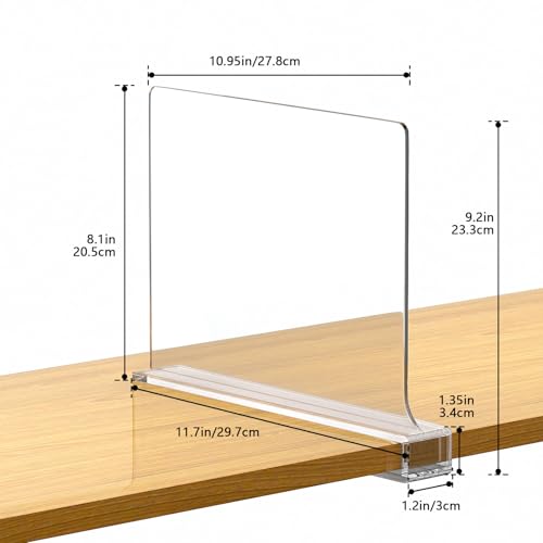 6 PCS Shelf Dividers for Closet Organization Acrylic Clear Closet Shelf Divider for Wooden Shelving Suitable for Wooden or Vertical Shelves Or Bedroom, Kitchen and Office - size: 6 pcs