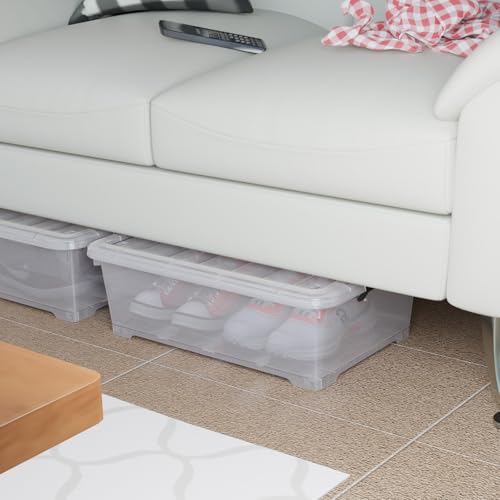 20 Quart Plastic Under Bed Storage Box, Stackable Nestable Organizer Bin with Wheels, Multi-Purpose Closet Organizer Storage Containers (3 Pack) - size: 20 Quart