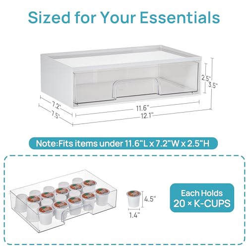 Vtopmart 2 Pack Clear Stackable Storage Drawers,12.1''W Plastic Organizers Bins for Beauty Supplies, Ideal for Vanity, Bathroom, Cabinet, Room Organization, White - style: 2pack Wide White