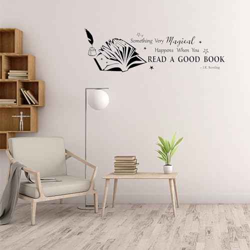 PLIGREAT Read Books Inspirational Quotes Wall Stickers, Removable Vinyl Peel and Stick Wall Decals for Nursery School Library Study Reading Room Wall Deocrations Home Office Indoor DIY Wall Art Decor