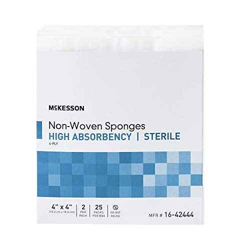 McKesson Non-Woven Sponges, Sterile, 4-Ply, High Absorbency, Polyester/Rayon (4 X 4 Inch (1200 Count))