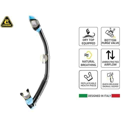 Cressi Panoramic Wide View Mask & Dry Snorkel Kit for Snorkeling, Scuba Diving - Pano 4 & Supernova Dry: Designed in Italy