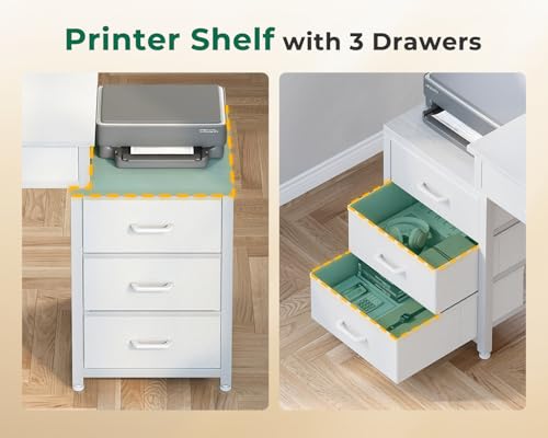 ODK Computer Desk with 5 Drawers, 53 Inch Office Desk for Kids Study, White Vanity Desk for Girls Dressing Room, Small Computer Table for Bedroom, White - color: White