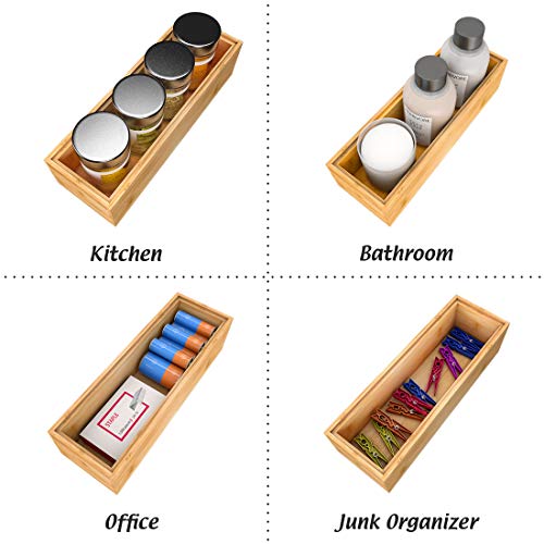 Utensil Organizer Silverware Drawer Organizer - Stackable Bamboo Flatware Caddy Cutlery Holder, Wooden Storage Boxes Tray for Bedroom,Office, Bathroom, Vanity & Garage Tool Organization(9"3"2.5") - size: 9x3x2.5inch