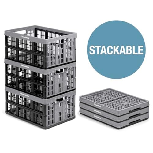 CleverMade Collapsible Utility Crates, Ocean, 3 Pack, 45L/11 Gal, 66 lbs Capacity, Stackable Containers, Heavy Duty, Space-Saving Baskets,Polypropylene (PP) - color: Ocean, size: 45L - 3 Pack