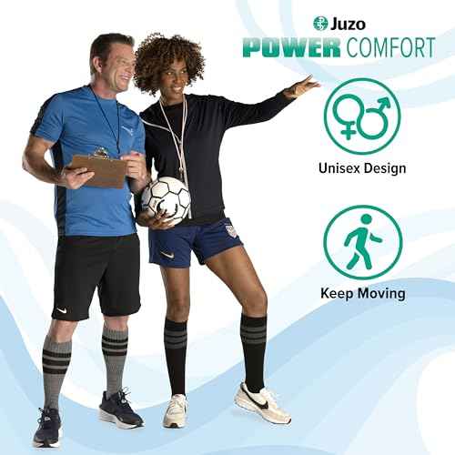 Juzo 20-30 mmHg Power Comfort Knee High Closed Toe CompressionSock,Retro White,Large