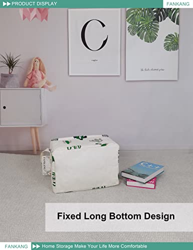 FANKANG Storage Basket,Nursery Hamper Canvas Laundry Basket Foldable with Waterproof PE Coating Storage, Office, Bedroom, Clothes,Toys (L, Rec-Cactus) - color: Rec-Cactus