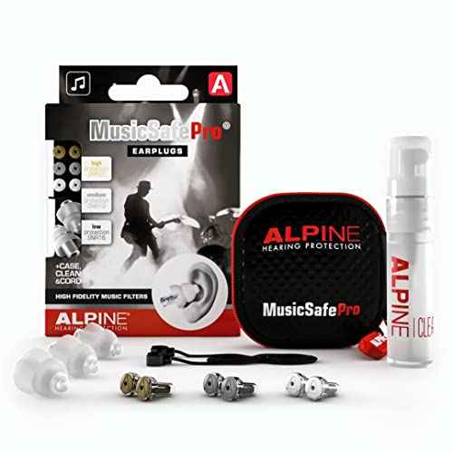 Alpine MusicSafe Pro - High Fidelity Earplugs for Musicians - 3 Interchangeable Premium Filter Sets: 16, 19 & 22 dB - Professional Musician Hearing Protection - Transparent